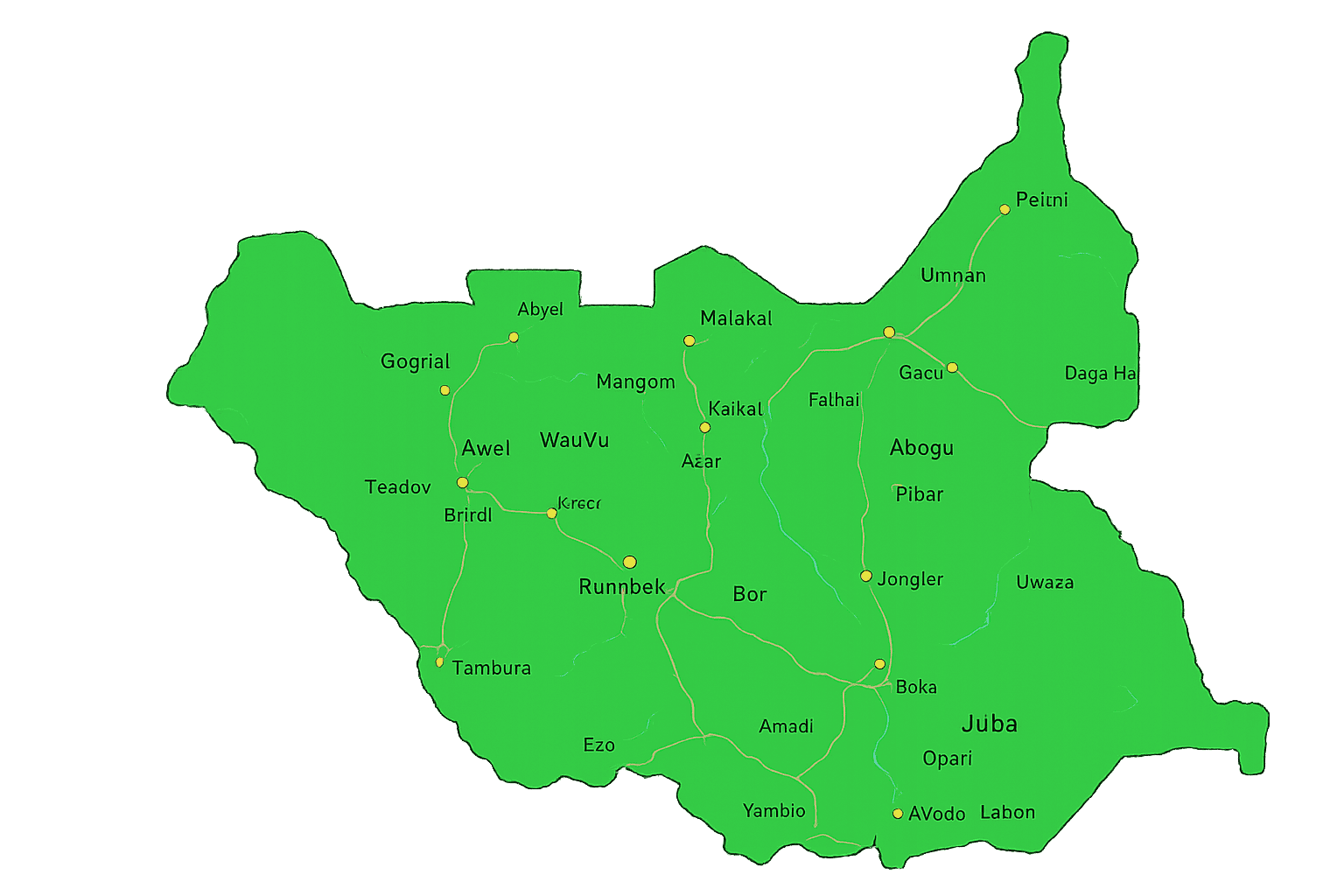UAF Capital South Sudan logistics coverage map